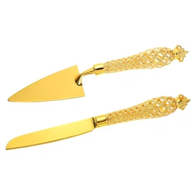 Cake Cutting Set for Wedding, Cake Knife and Server Set for Gift(Lattice）