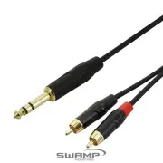 TRS Jack to Dual RCA Cable - Insert Y Cable - Audio Patch Cable - 1/4", Phono