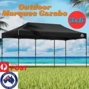 Gazebo Marquee Folding Pop Outdoor Wedding Instahut Tent 3x6m Camping Black