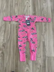 BONDS BABY WONDERSUIT ZIPPY - BACK TO THE FUTURE - PINK CAR - SIZE 0 BNWT