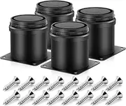 Stainless Steel Adjustable Legs, 4 Pcs Stainless Steel Kitchen Feet Round, Furniture Adjustable Legs for Coffee Table, Cabinet Desk, Sofa, Shelves, Wardrobe, Bed, Bathroom（Black）