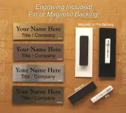 Custom Engraved 1x3 Name Tag / Employee ID Badge with Pin or Magnetic Backing