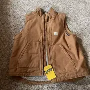 Carhartt Washed Duck Sherpa Lined Mock Neck Vest Loose Fit