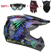 DOT Motorcycle Youth Kids Child Helmet Full Face Motocross Casco Moto Off-road Street Free Goggles Gloves Bike Helmets Capacete SKU-5 S