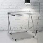Folding TV Tray Table Clear Acrylic Foldable Table No Assembly Required Tiny Des