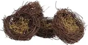 TOGEVAL 4pcs Simulation Bird Nest Ornaments for Garden Decor Natural Rattan Bird Nest Statues for Home and Office Decoration Rustic Style Safe and Durable