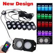 6 Double Pods RGB LED Rock Lights Offroad Music Wireless Bluetooth Control Kit