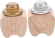 CHICAMPERA 2 Pcs Teeth Storage Box Adorable Wooden Keepsake Container for Childhood Memories Secure Organizer for Teeth Collection present for Parents