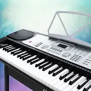61 Keys Electronic Piano Keyboard Digital Electric with Stand Beginner Silver
