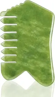 Gua Sha Comb, Natural Guasha Jade Stone, Head Scalp Caring Massage Comb, Body and Face Gua Sha Scraping Massage Tool for Lift and Puffiness, Jade Hair Growth Scalp Stimulator for Meridian Massager