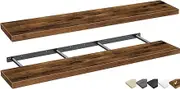 QEEIG Bathroom Shelves 55 inches Long Wall Shelf Large Extra Long 55 x 9 inch Set of 2, Rustic Brown (008-140BN)