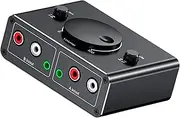Oxtxuzdm 3.5mm Auditory Switcher 2 in 1 Out Bidirectional Music Box Switcher Box with Sound Control and Mute Button