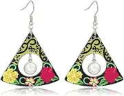 [HWJQ] Fan Shaped Flower Earrings Geometry Triangle Dangle Earrings Floral Pearl Hook Earrings for Women Men Party Jewelry Gift