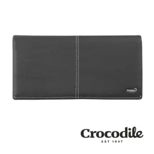 【Crocodile】鱷魚皮件 真皮長夾 14卡 零錢袋 男夾 拉鍊零錢男夾 0203-3601-黑咖兩色