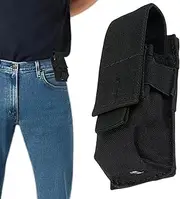 Flashlight Pouch | Molle Belt Holster Holder - Nylon Light Elastic Cord Buckle Closure Torch Carry Case for Climbing Trekking Outdoor Activity Pologmase