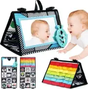 Tummy Time Mirror Toys for Babies, High Contrast Activity Montessori Newborn ...