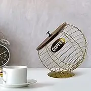 Metal Coffee Pod Holder Organizer, Large Capacity Cup Storage Basket, Countertop Espresso Capsule Display, Coffee Bar Decor (Gold with lid)