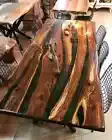 Green Epoxy Resin Live Edge Wood Table Top – Handmade Dining Table – Solid Wood