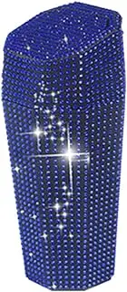 MYHOBBY Car Cup Trash Can with Lid,Diamond Design Mini Garbage Can Portable Automotive Essential Car Accessories for Interior,Blue