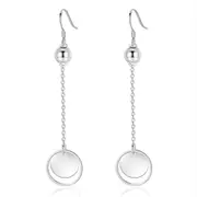 3PCS Copper Jewelry Woman Fashion Earrings Retro Long Tassel Hollow Round Earrings