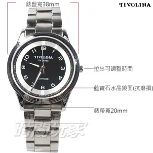 TIVOLINA 同心圓 數字時刻 防水手錶 藍寶石水晶鏡面 男錶 黑色 MAW3751-K【時間玩家】