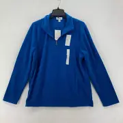 Croft & Barrow Extra Soft Fleece Pullover Sweatshirt Mens Large Blue Quarter Zip
