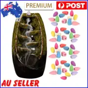 Incense Holder Ceramic Backflow Waterfall Incense Burner with 50 Cones (F)