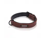 Pet Collar Leather Dog Collar Adjustable Dog Tag Anti-Lost Collar, Size: M 39 x 2.2cm(Brown)