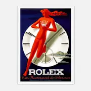Galrie Vintage Rolex Advertising Poster - Stunning Art Deco Timepiece Print Home Decor, White Frame, A2 42 x 60cm (16 x 24inch)