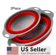 Collapsible Colander Filter Basket Foldable W/Handle 2 pieces Set.Large & Small