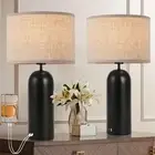Table Lamps Set of 2 Touch Control Black&Cream Table Lamps 3-Way Dimmable Lam...