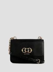 GUESS Women's Black Salinge Flap Crossbody Bag