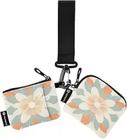 [XYMZR] Geometric Floral Boho Mini Zip Around Wristlet keychain Wallet for Women Personalized Pattern Detachable Dual Pouch Wristlet Portable Wallet Phone Coin Purse, Multi-colored, One Size