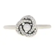 NEW Authentic Pandora Luminous Love Knot Ring - Silver Pearl 50 (5) 191040WCP
