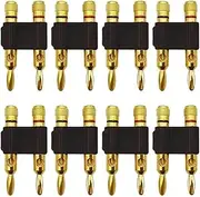 CCWUTQF 8PCS 4mm Gold-Plating Connector Stackable/Row Banana Plug Twin Speaker Loudspeaker Two-Position Audio Plug(8 Black)