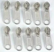 10 pcs YKK Nylon Slider Zipper Double Slider Zipper Pull Silver Vtg NOS
