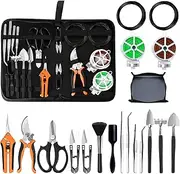 Bonsai Tools Set, 20 Pcs Gardening Succulent Tree Indoor Beginner Tool Kit, Include 262 Feet Bonsai Wire, 29.5"x29.5" Plant Repotting Mat, Leather Bag, Bonsai Scissors, Pruning Shears, Gifts for Women