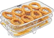 Stainless Steel Air Fryer Tray - Air Fryer Rack Double Layer, Air Fryer Ovens | Easy-to-Clean Crisper Tray, Perfect For Baking & Grilling, Roasting Grill Basket For Convection Oven Air Fryer