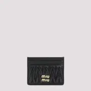 [Miu Miu] Miu Miu-Black Lamb Leather Cardholder-Donna OS OS