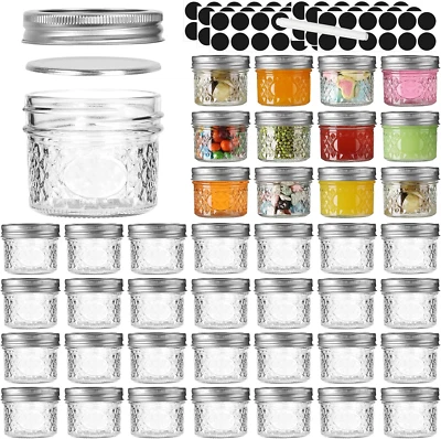 40 Pack Mason Jars 4Oz Canning Jars with Lids & Bands for Dessert, Honey, DIY Ca
