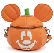 Disney Loungefly Mickey Jack O Lantern Pumpkin GITD Crossbody NWT In Hand