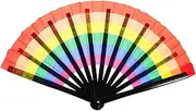 ULDIGI Folding Handheld Fan Retro Rainbow Design Sturdy Structure for Dancing Summer Travel Photography Props Long Lasting Unique Decor