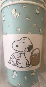 Peanuts~”Snoopy Easter Basket”~16 oz To Go Cups/Lids/Sleeves~NEW~12 Ct~FAST SHIP