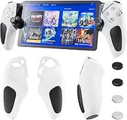 PAWDIARY Silicone Non-Slip Grip Protective Case for PlayStation Portal, Soft Protection Skin Cover for PS Portal Remote Player, Anti Fingerprint Handle Shell for PS5 Portal, 4 Thumb Caps-White+Black
