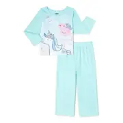 Peppa Pig Unicorn Toddler Girl's Flannel Pajama Set, Size 3T