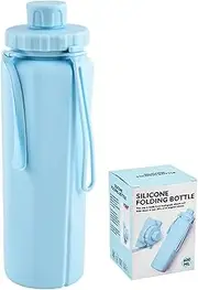 BEALIFE Collapsible Soft Water Bottle For Gym Camping And Cycling 600ml Silicone Folding Cycling Bottle Reusable Soft Flask, A