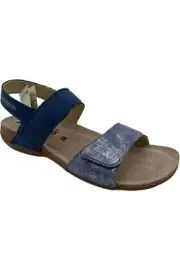 MEPHISTO Leather Adjustable Back-Strap Sandals Agave Denim Combo