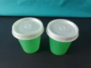 Tupperware Tupper Minis Midgets Set of 2 Green with Pearl Seal