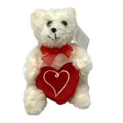 BURTON & BURTON Teddy Bear Plush Red Heart Bow Valentine 9" Cream NWT