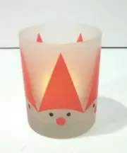 SALE NWT Swedish Tomte Santa Gnome Troll Xmas Frosted Glass Votive Candle Holder